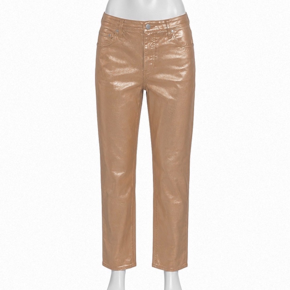 Express Metallic Rose Gold Jeans 2R Modern Straight Disco Party‎ Cybercore